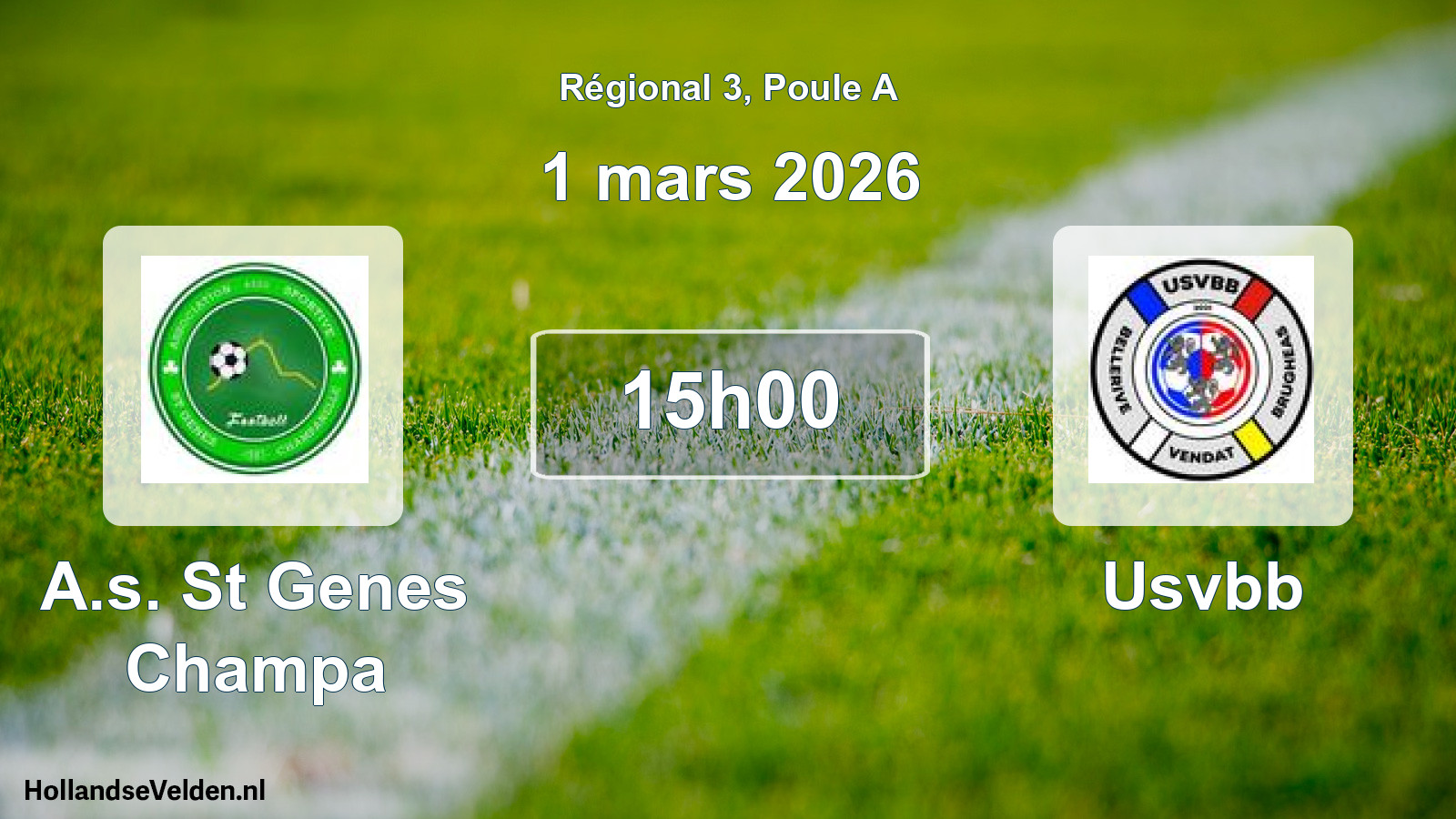Geplande wedstrijd: A.s. St Genes Champa - Usvbb (1 maart 2026)