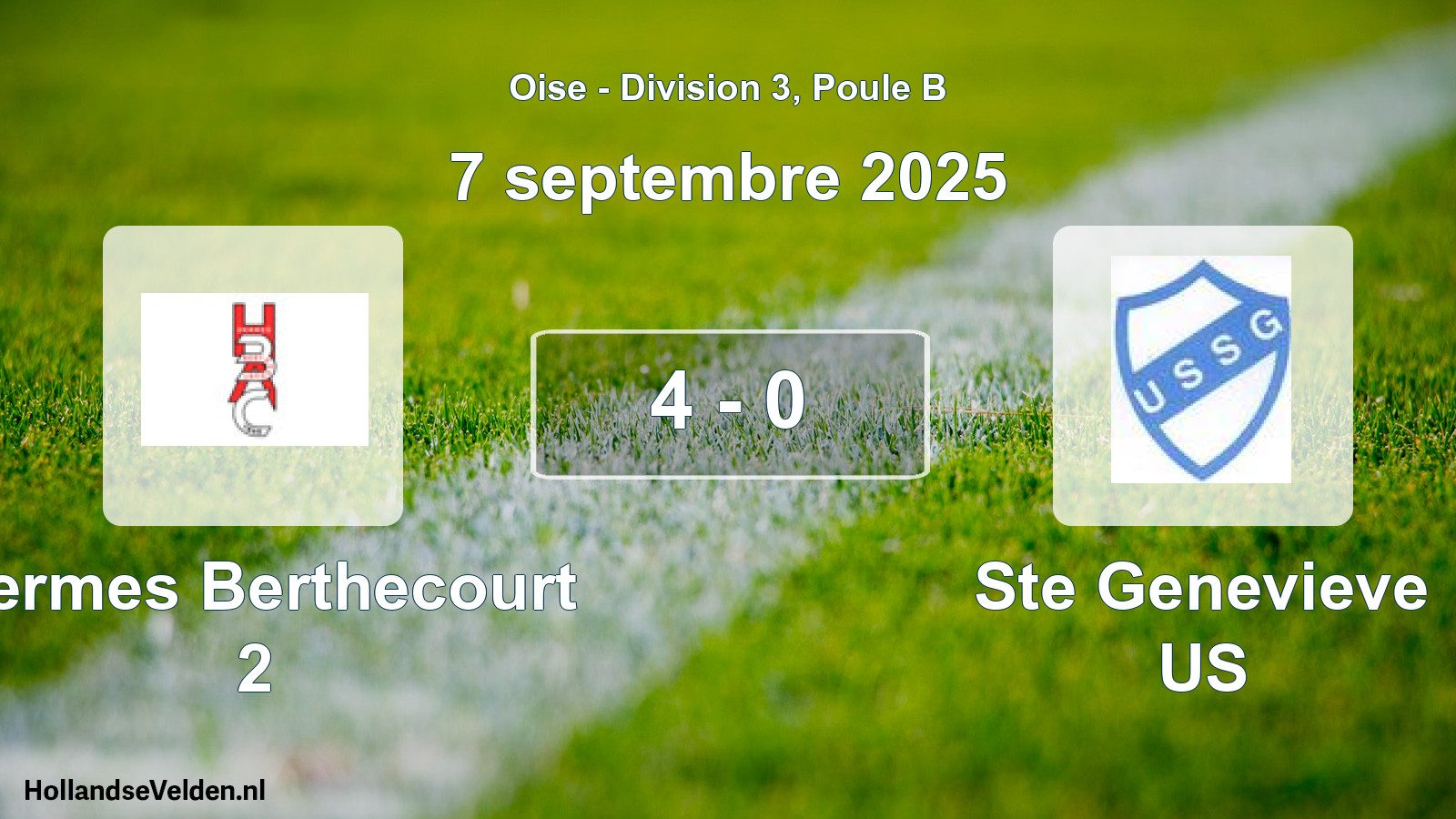Match joué: Hermes Berthecourt 2 - Ste Genevieve US 4 - 0 (7 septembre 2025)