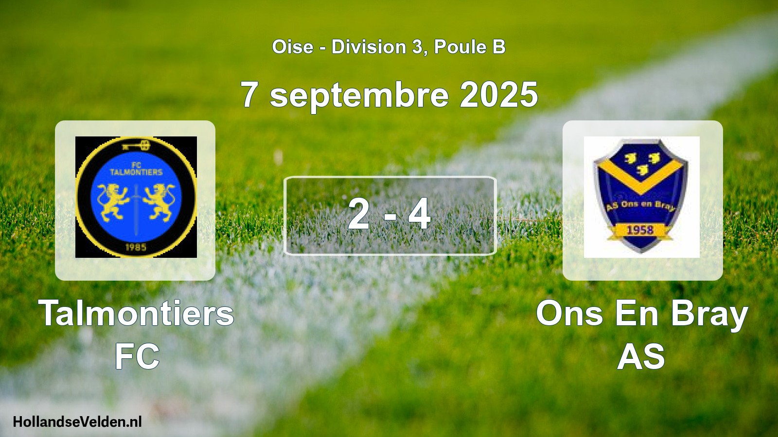 Match joué: Talmontiers FC - Ons En Bray AS 2 - 4 (7 septembre 2025)