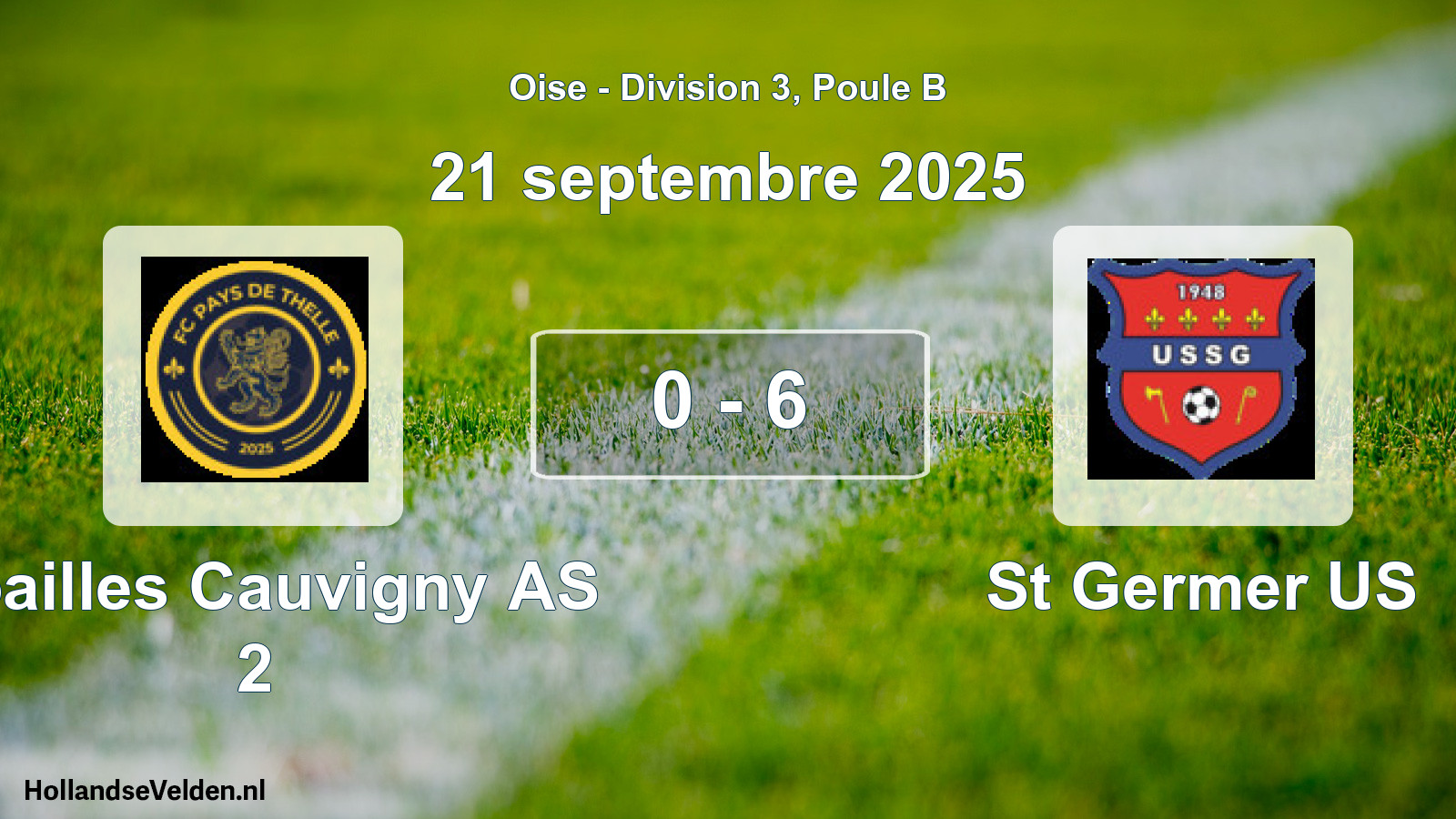 Match joué: Noailles Cauvigny AS 2 - St Germer US 0 - 6 (21 septembre 2025)