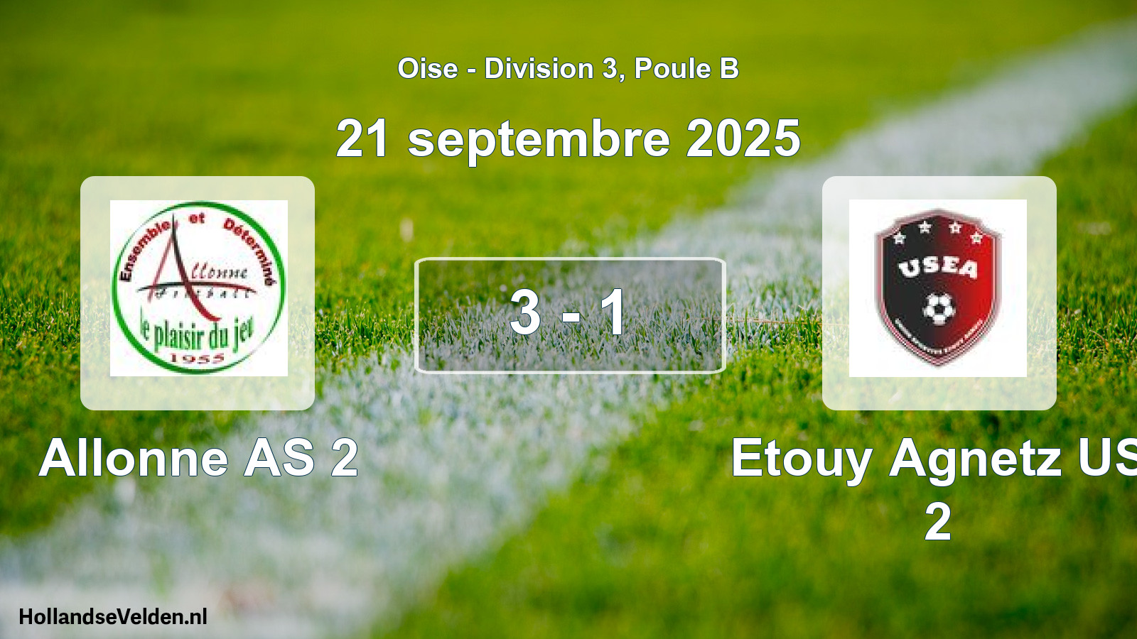 Match joué: Allonne AS 2 - Etouy Agnetz US 2 3 - 1 (21 septembre 2025)