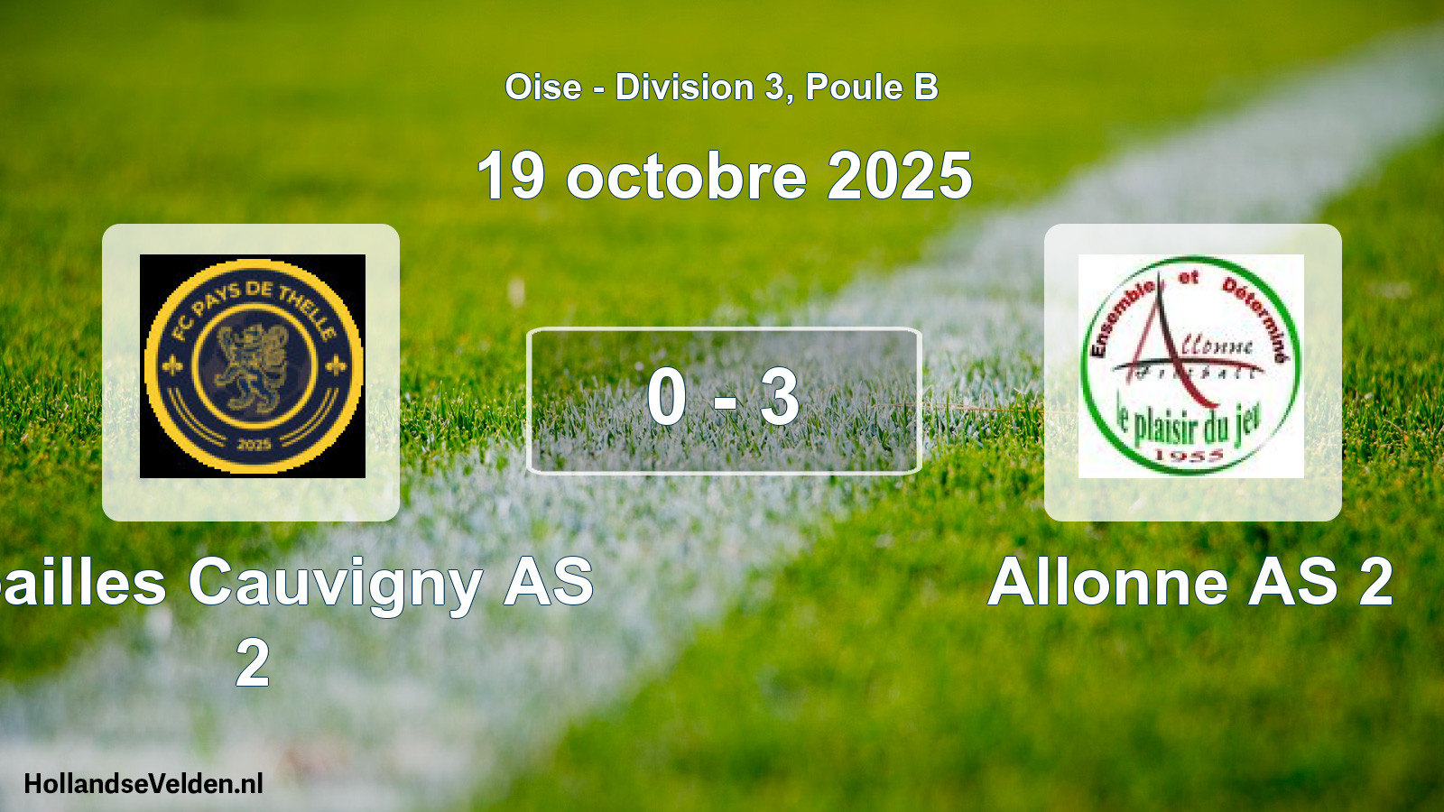 Gespeelde wedstrijd: Noailles Cauvigny AS 2 - Allonne AS 2 0 - 3 (19 oktober 2025)