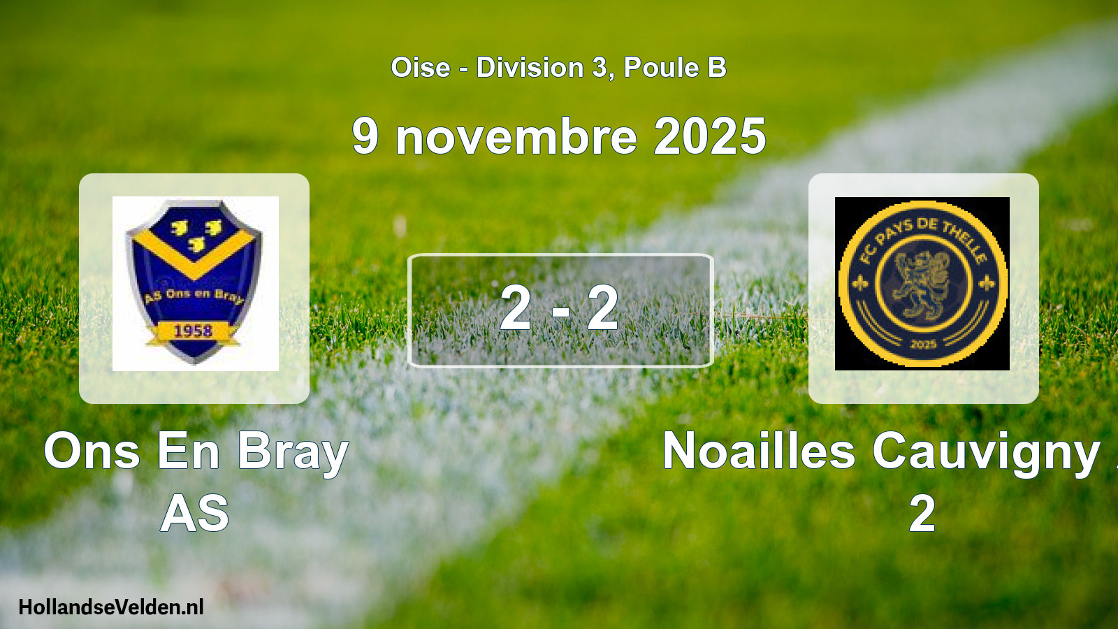 Match joué: Ons En Bray AS - Noailles Cauvigny AS 2 2 - 2 (9 novembre 2025)
