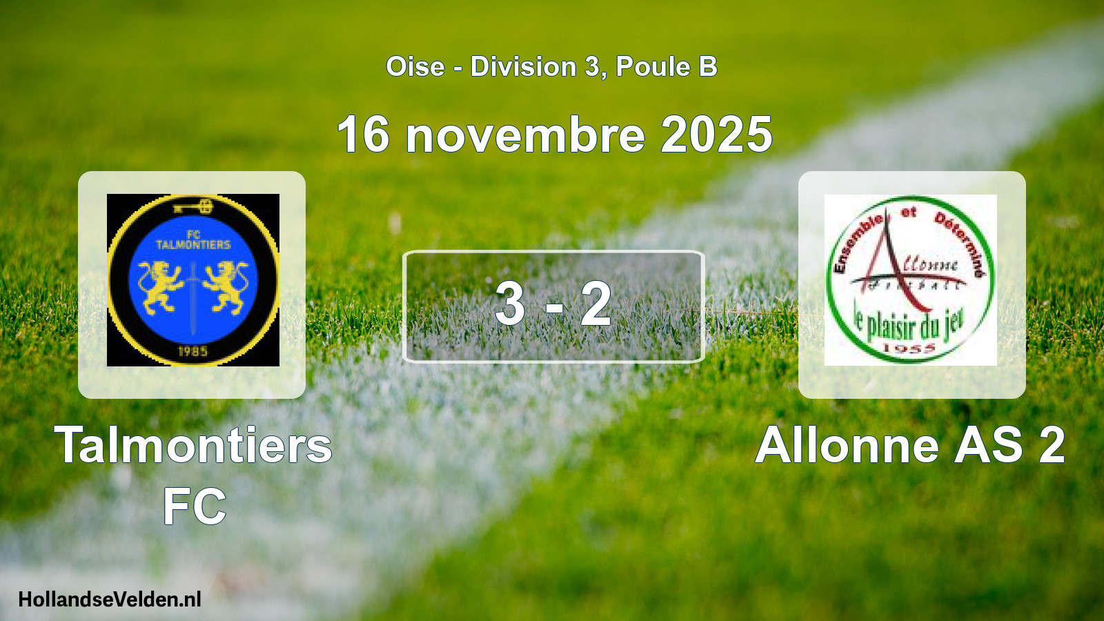Match joué: Talmontiers FC - Allonne AS 2 3 - 2 (16 novembre 2025)