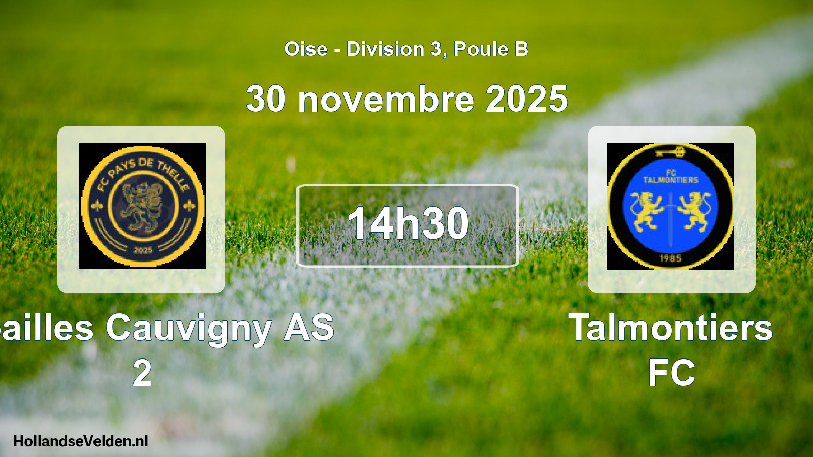 Match programmé: Noailles Cauvigny AS 2 - Talmontiers FC (30 novembre 2025)