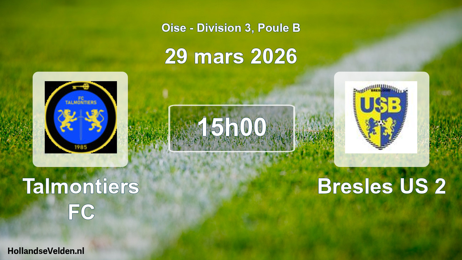 Match programmé: Talmontiers FC - Bresles US 2 (29 mars 2026)