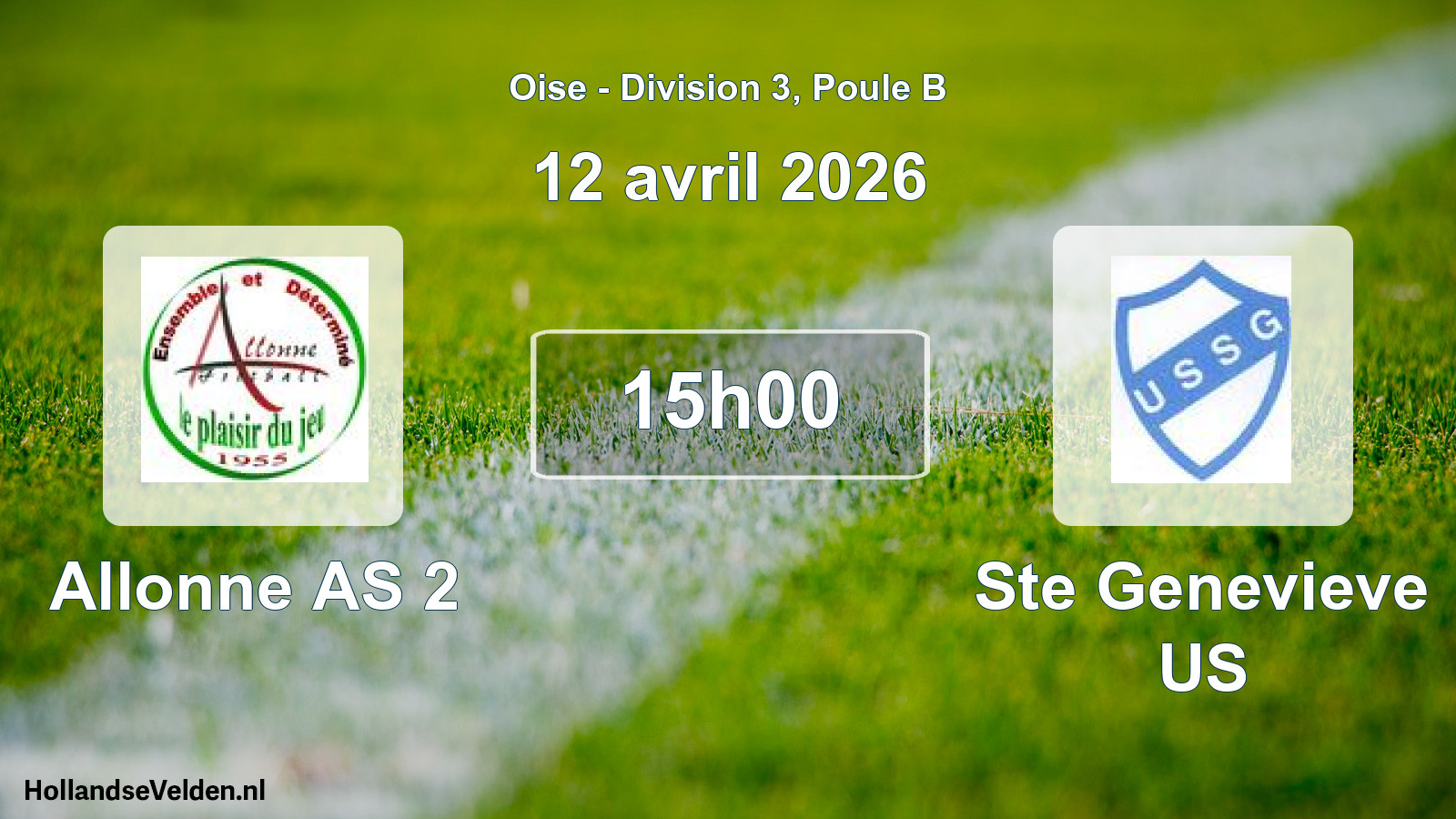 Match programmé: Allonne AS 2 - Ste Genevieve US (12 avril 2026)