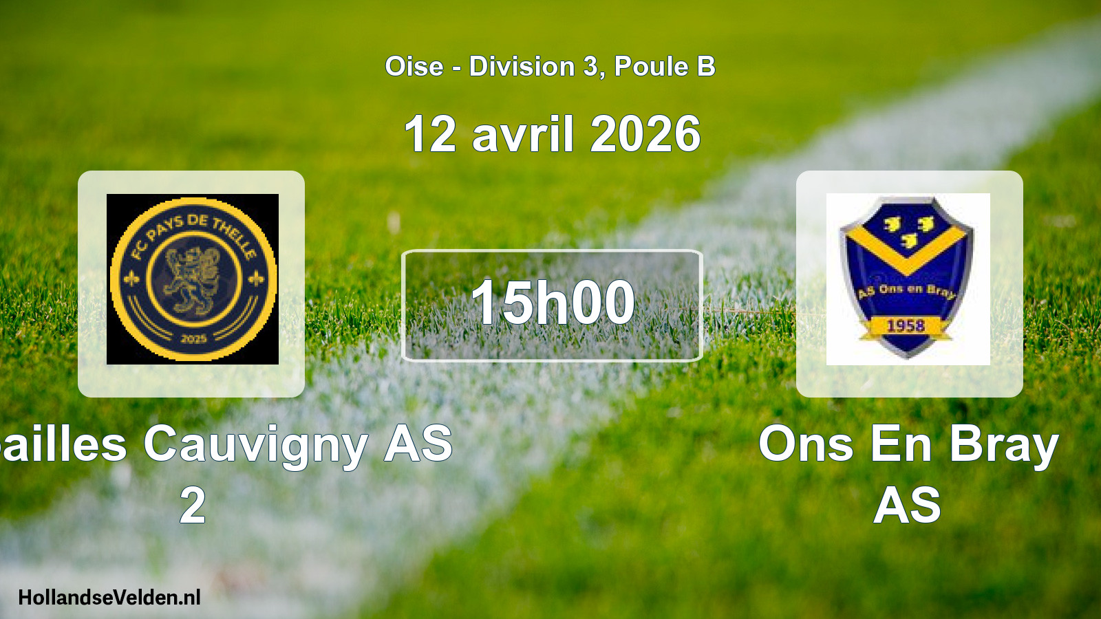 Geplande wedstrijd: Noailles Cauvigny AS 2 - Ons En Bray AS (12 april 2026)