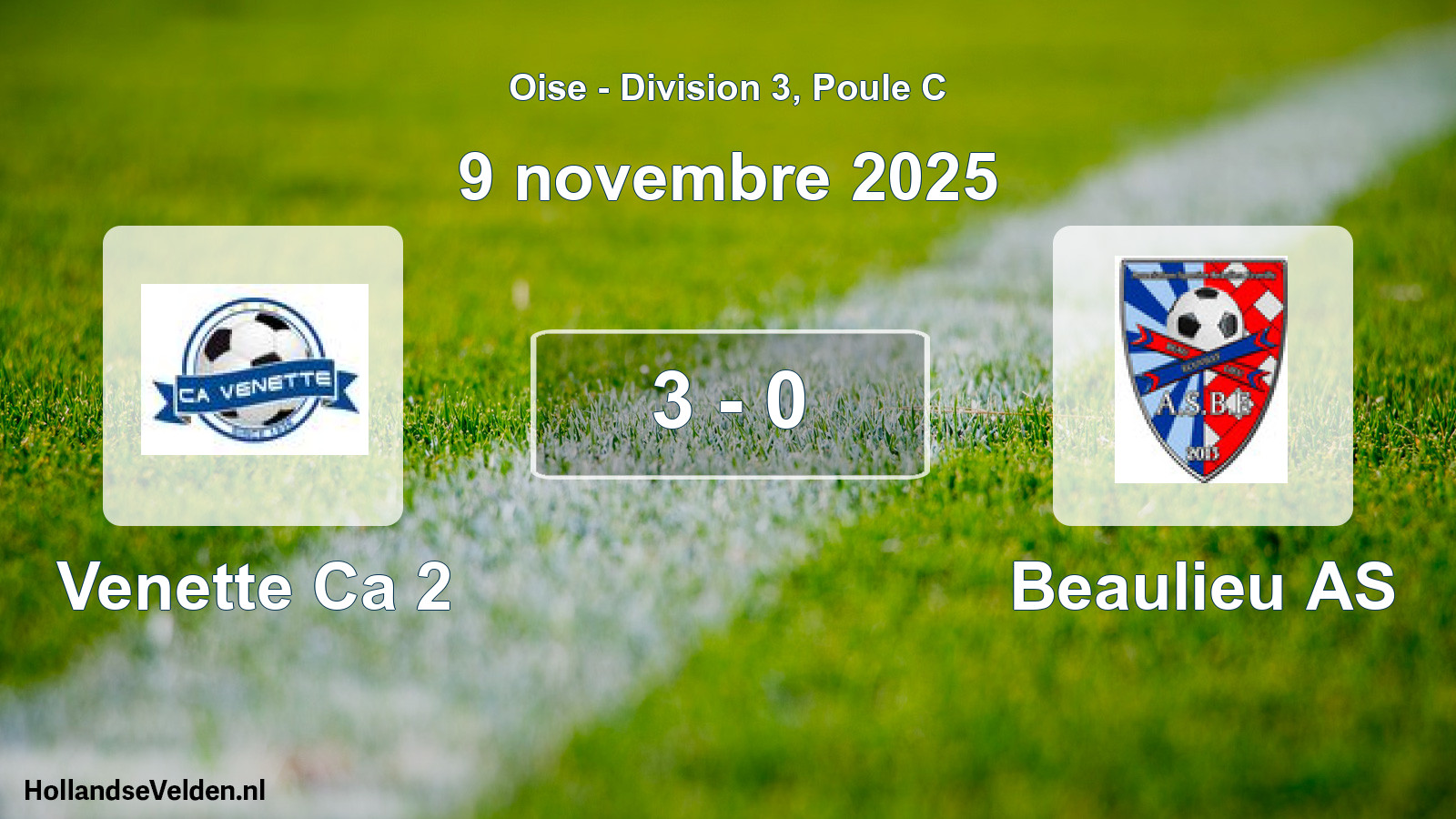 Gespeelde wedstrijd: Venette Ca 2 - Beaulieu AS 3 - 0 (9 november 2025)