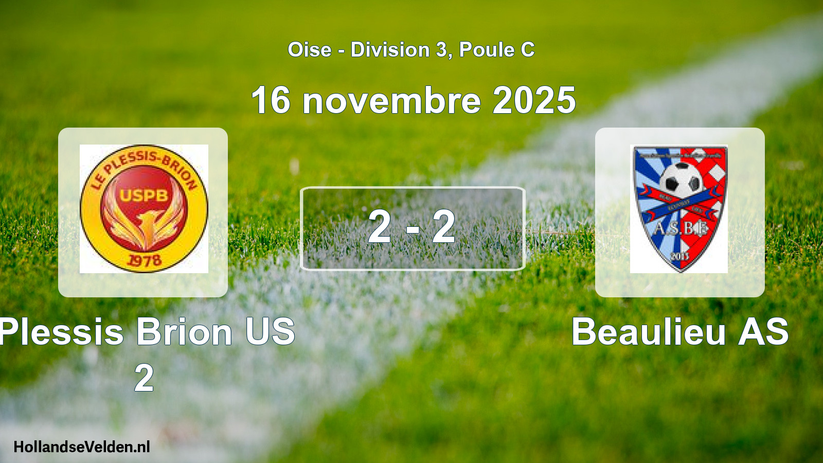 Gespeelde wedstrijd: Plessis Brion US 2 - Beaulieu AS 2 - 2 (16 november 2025)