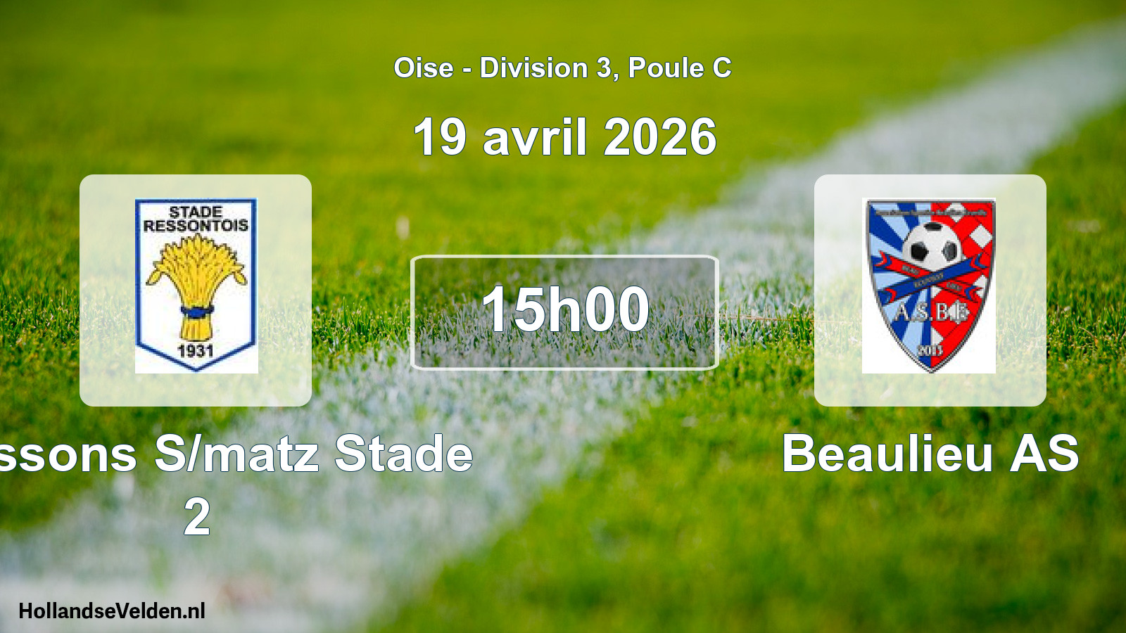 Geplande wedstrijd: Ressons S/matz Stade 2 - Beaulieu AS (19 april 2026)