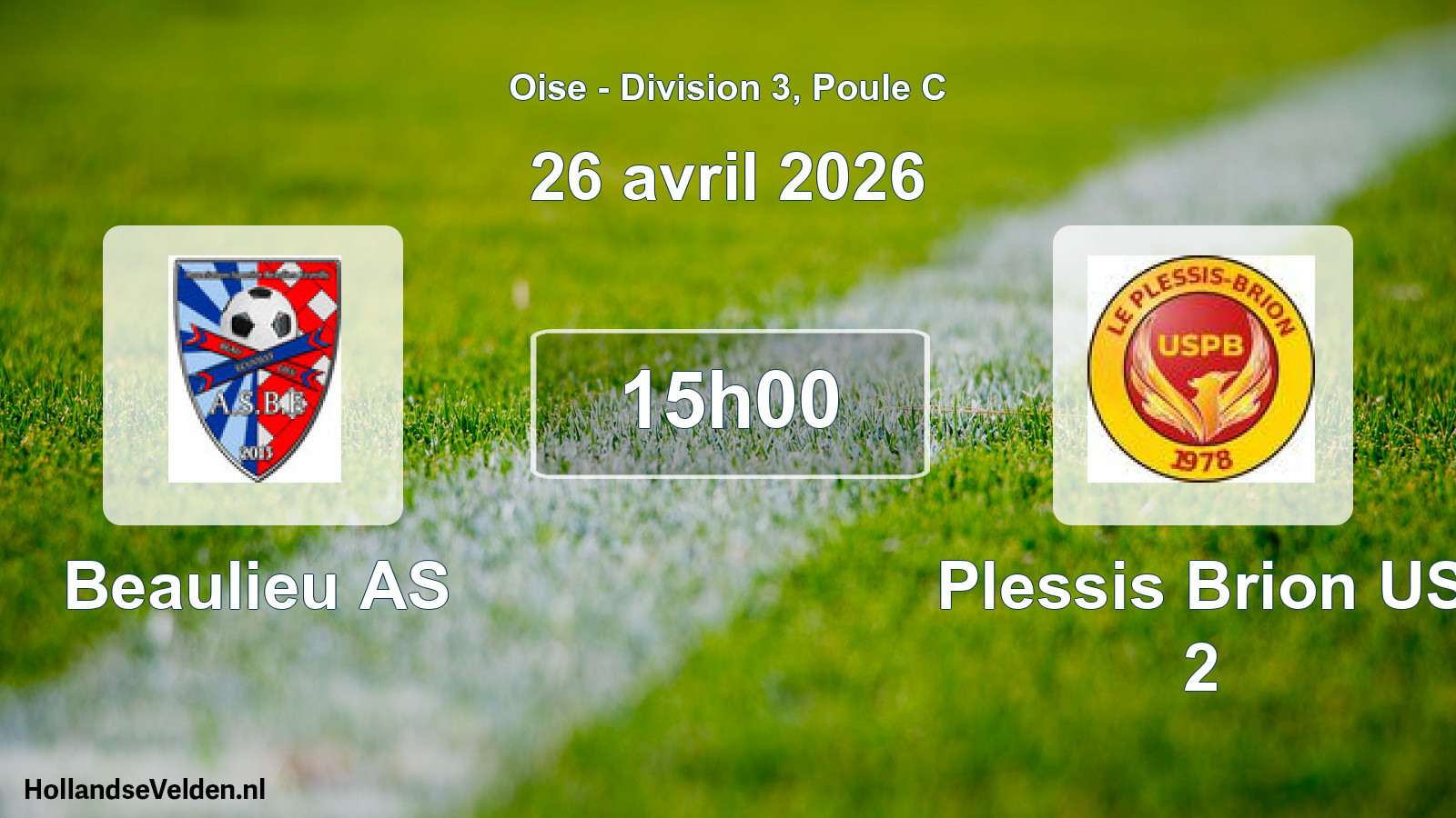 Match programmé: Beaulieu AS - Plessis Brion US 2 (26 avril 2026)