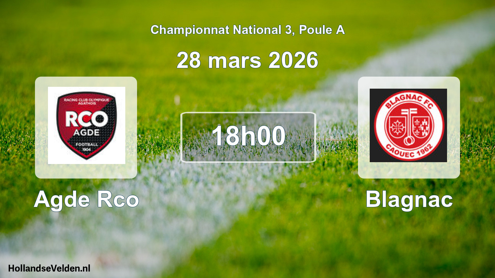 Geplande wedstrijd: Agde Rco - Blagnac (28 mars 2026)