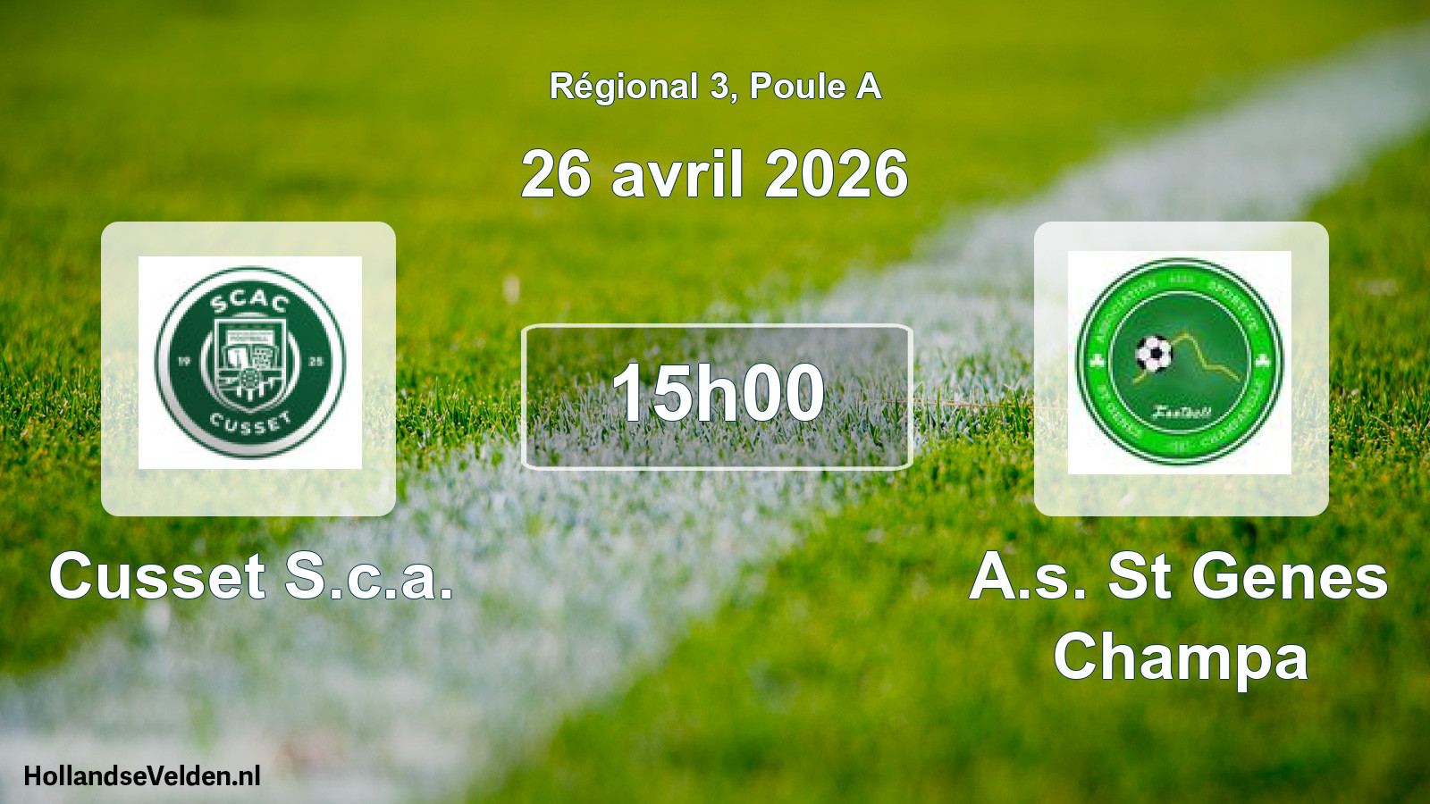 Scheduled Match: Cusset S.c.a. - A.s. St Genes Champa (26 April 2026)