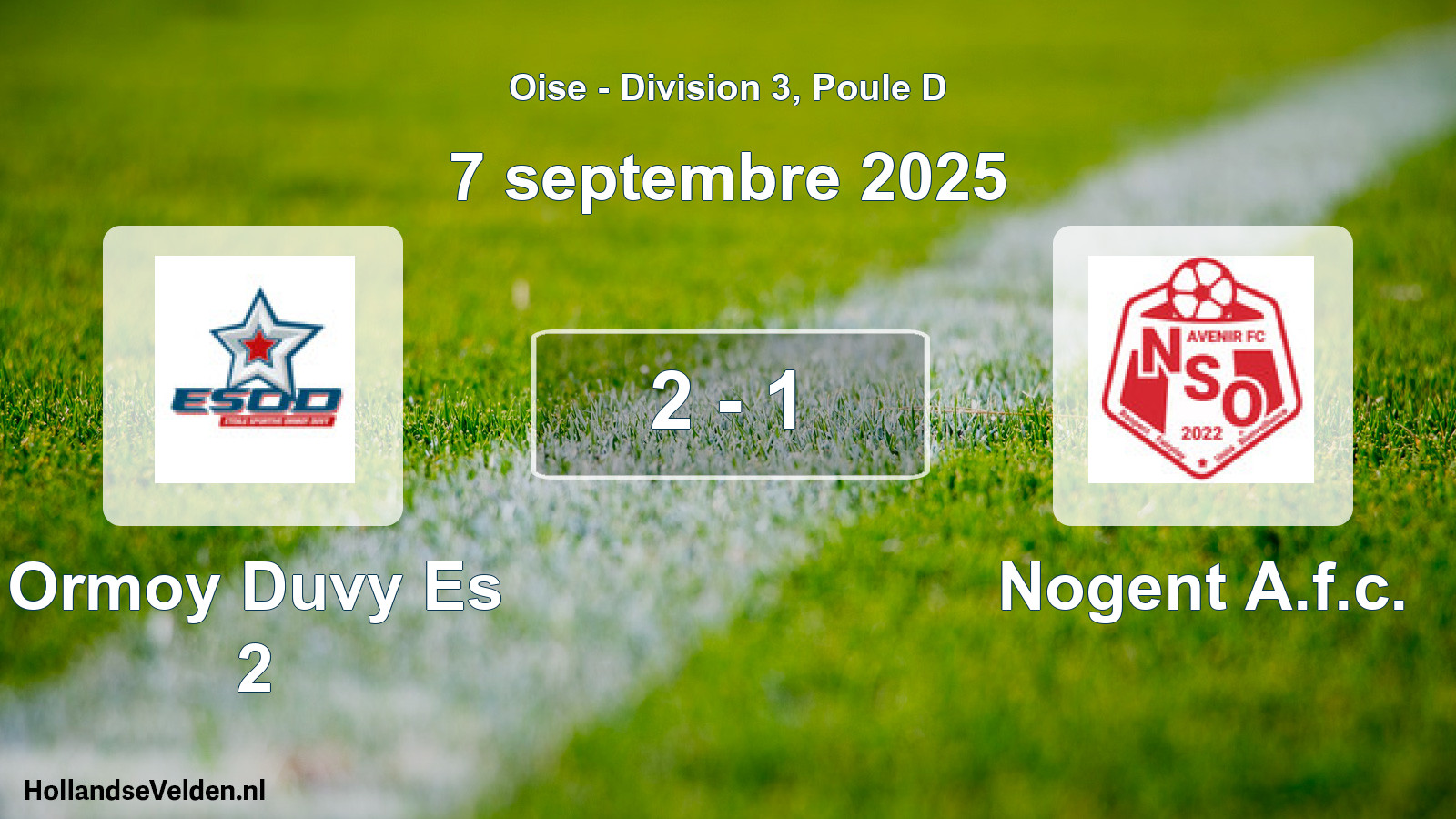 Match joué: Ormoy Duvy Es 2 - Nogent A.f.c. 2 - 1 (7 septembre 2025)