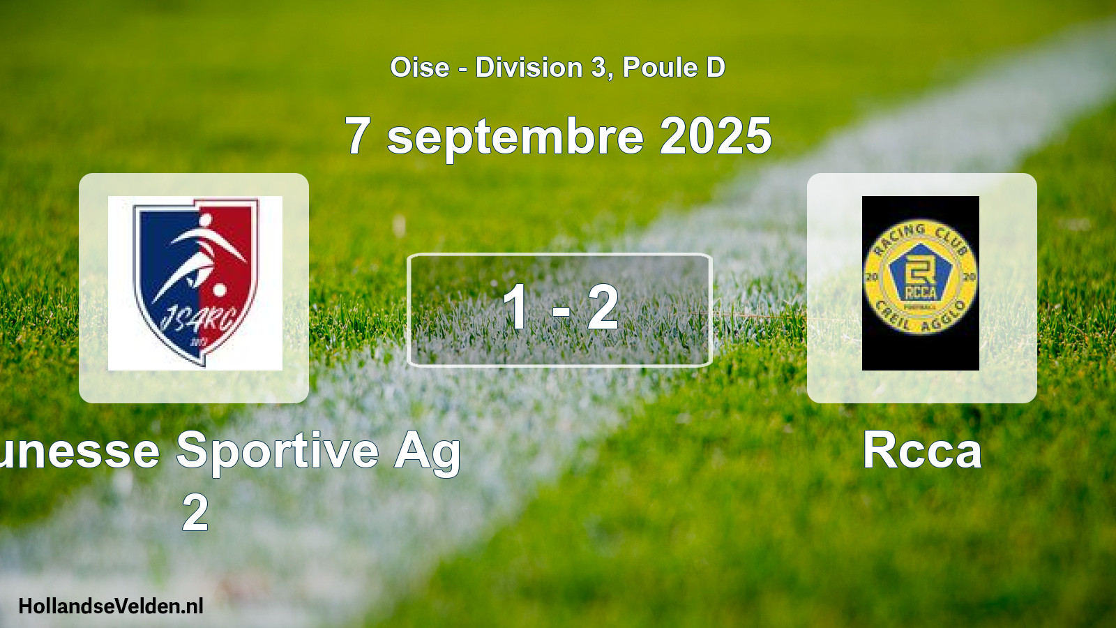 Match joué: Jeunesse Sportive Ag 2 - Rcca 1 - 2 (7 septembre 2025)