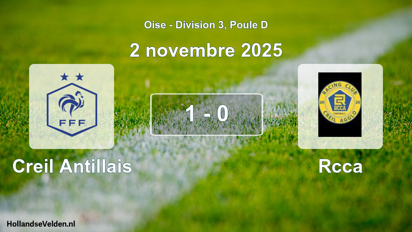 Match joué: Creil Antillais - Rcca 1 - 0 (2 novembre 2025)