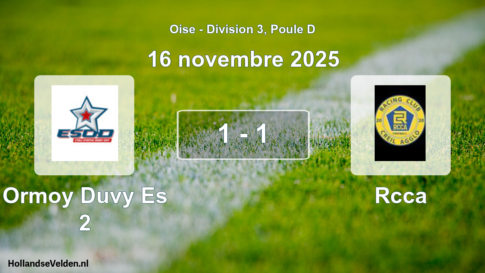 Match joué: Ormoy Duvy Es 2 - Rcca 1 - 1 (16 novembre 2025)