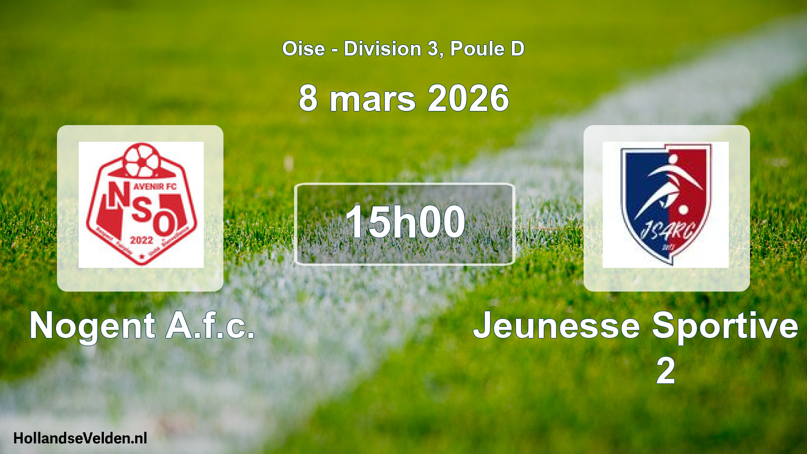 Match programmé: Nogent A.f.c. - Jeunesse Sportive Ag 2 (8 mars 2026)