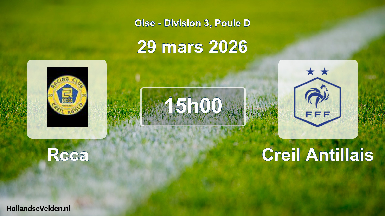 Geplande wedstrijd: Rcca - Creil Antillais (29 maart 2026)