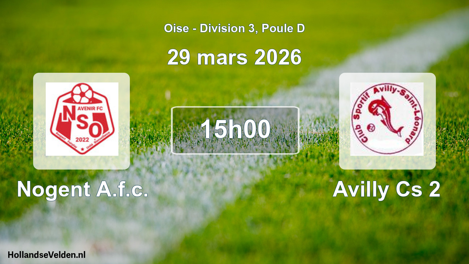 Geplande wedstrijd: Nogent A.f.c. - Avilly Cs 2 (29 maart 2026)