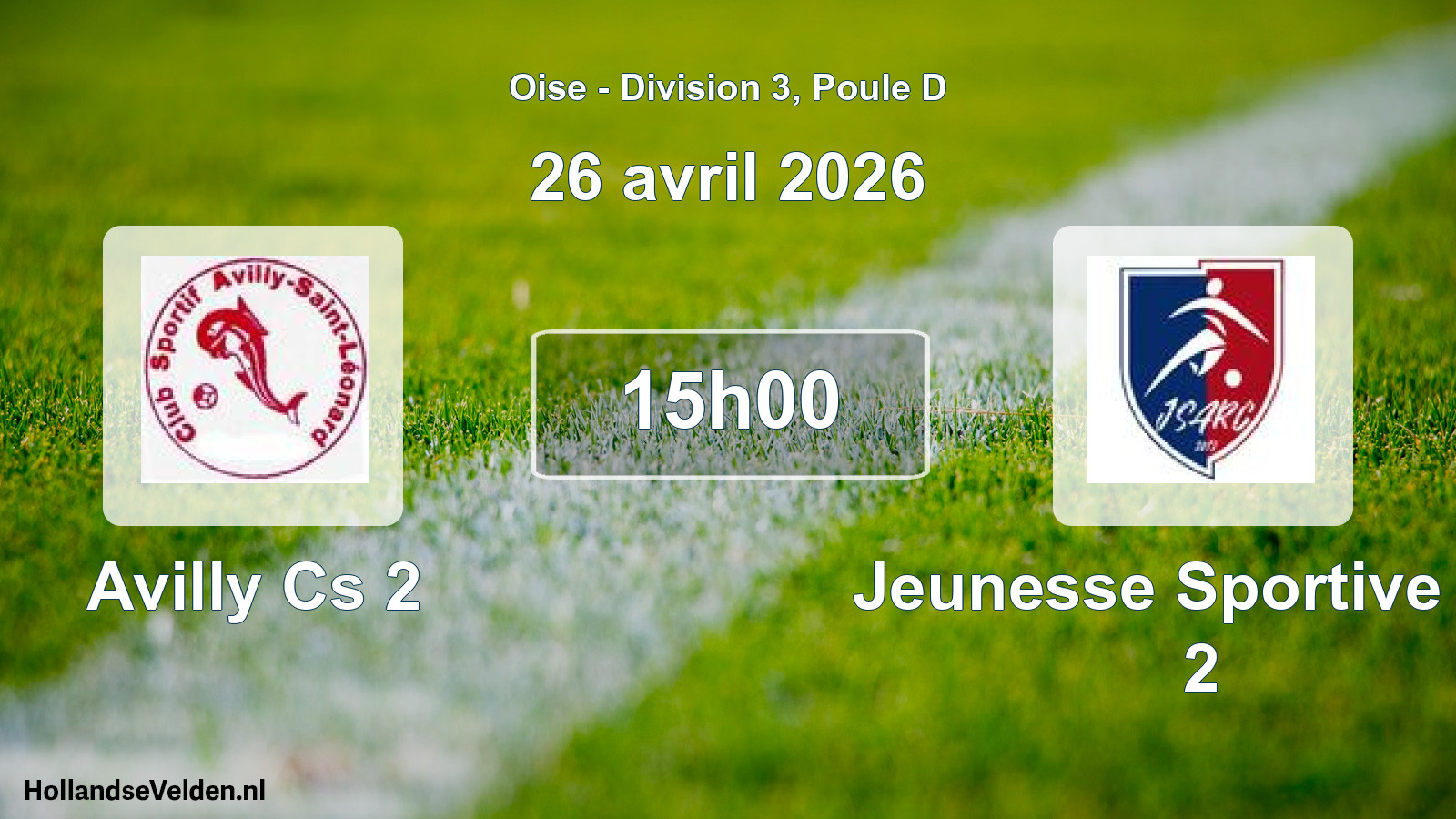 Geplande wedstrijd: Avilly Cs 2 - Jeunesse Sportive Ag 2 (26 april 2026)