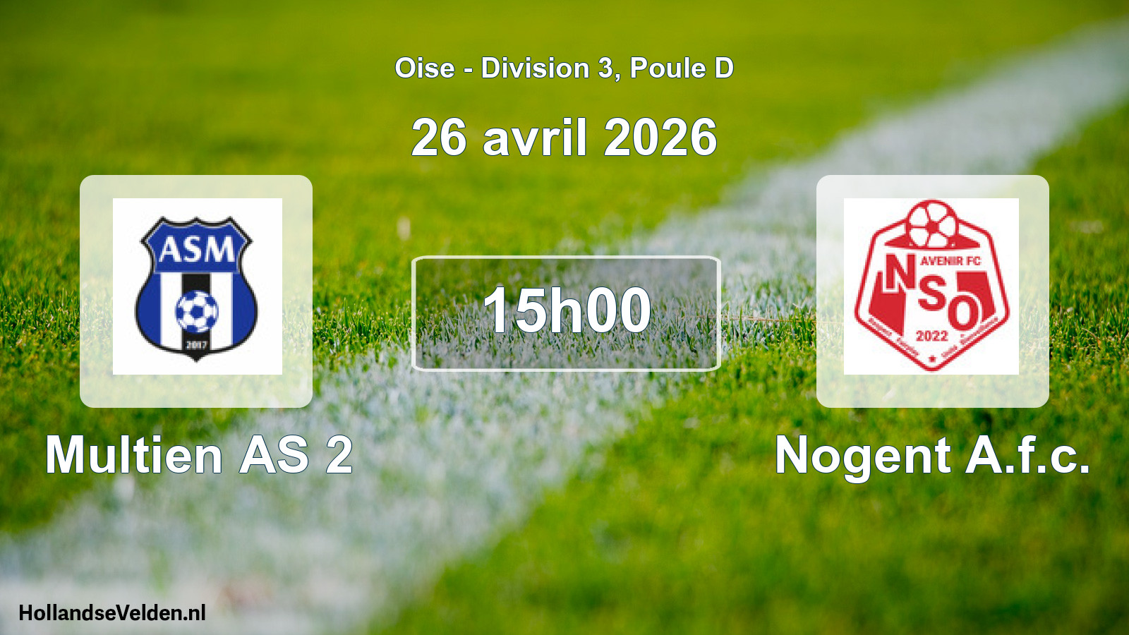 Geplande wedstrijd: Multien AS 2 - Nogent A.f.c. (26 april 2026)
