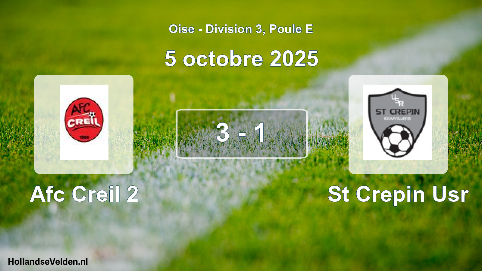 Match joué: Afc Creil 2 - St Crepin Usr 3 - 1 (5 octobre 2025)