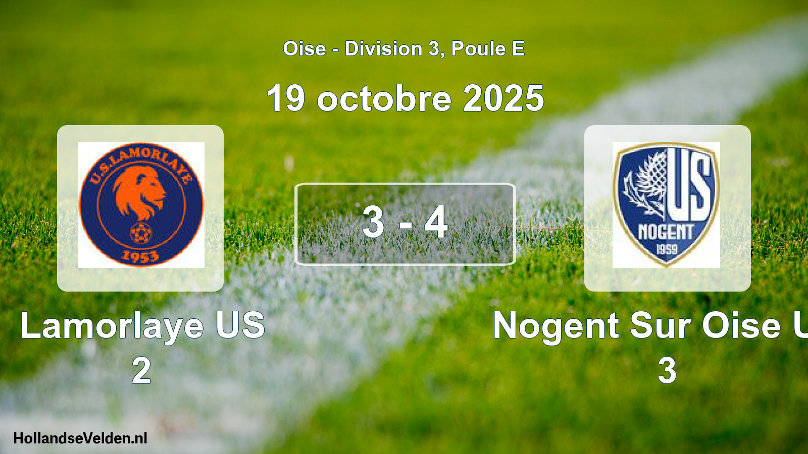Match joué: Lamorlaye US 2 - Nogent Sur Oise US 3 3 - 4 (19 octobre 2025)