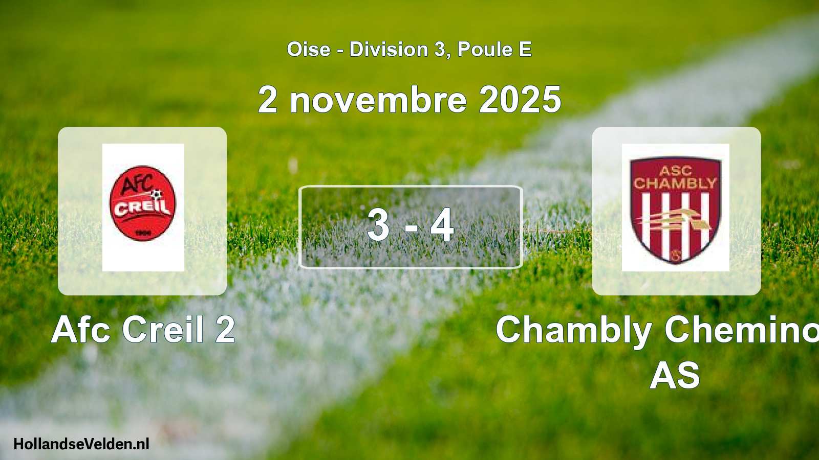 Gespeelde wedstrijd: Afc Creil 2 - Chambly Cheminots AS 3 - 4 (2 november 2025)