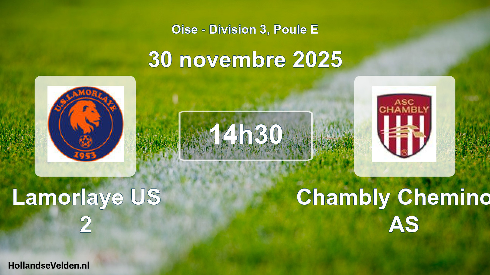 Match programmé: Lamorlaye US 2 - Chambly Cheminots AS (30 novembre 2025)