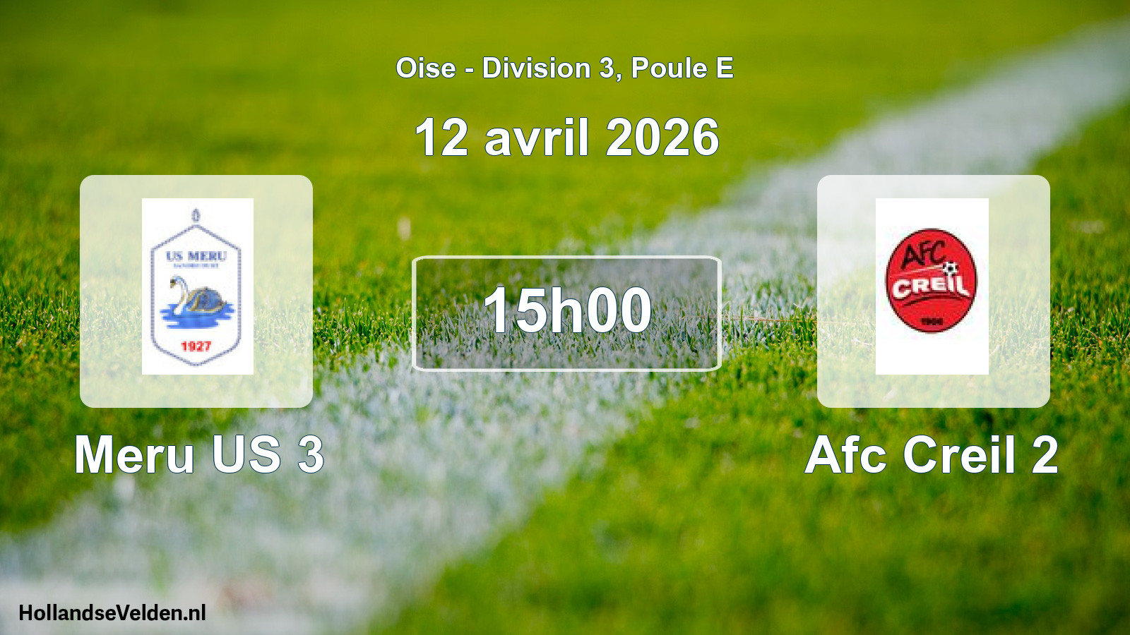 Match programmé: Meru US 3 - Afc Creil 2 (12 avril 2026)