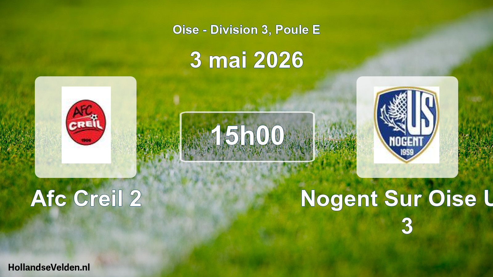 Geplande wedstrijd: Afc Creil 2 - Nogent Sur Oise US 3 (3 mei 2026)