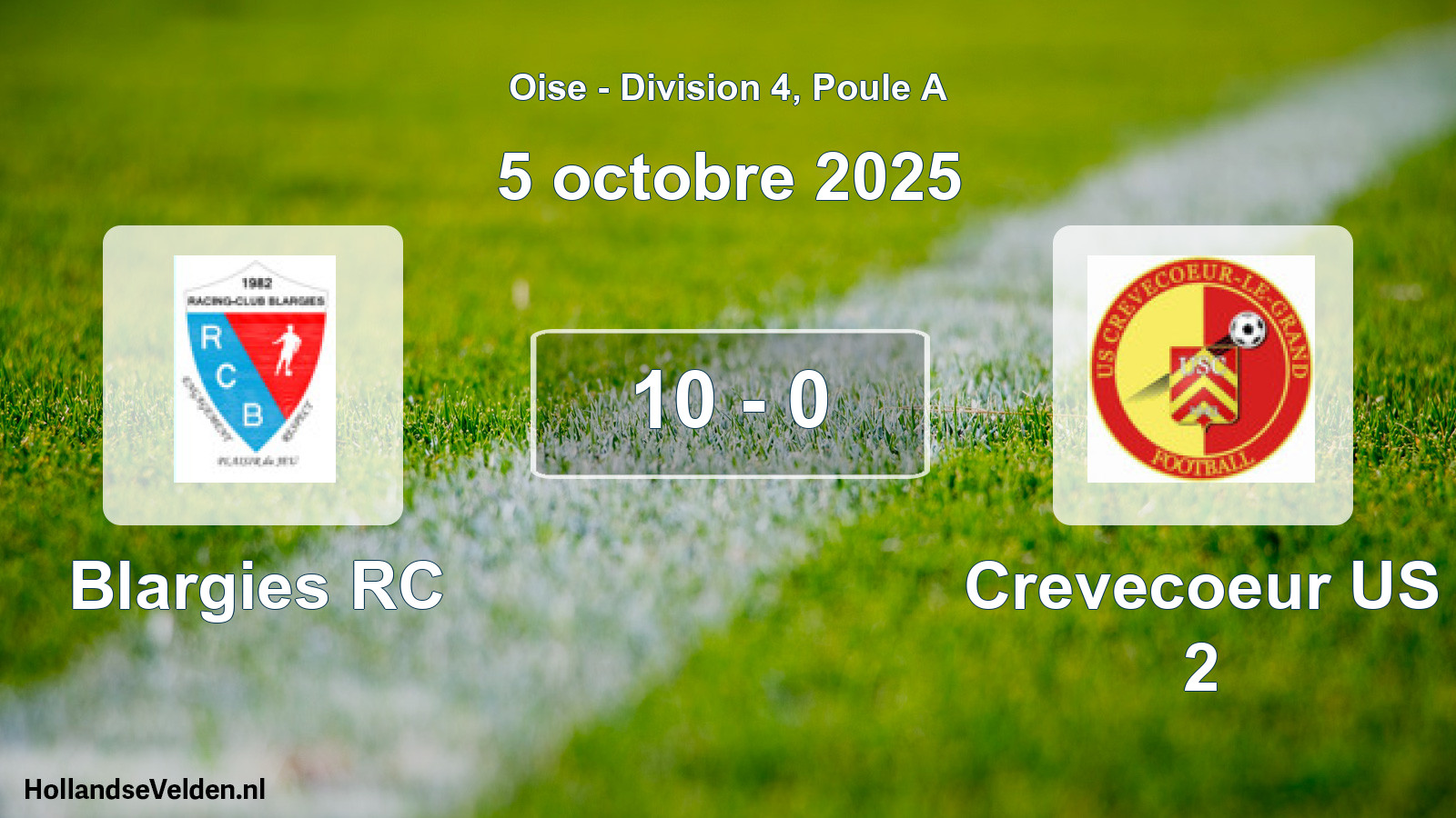 Gespeelde wedstrijd: Blargies RC - Crevecoeur US 2 10 - 0 (5 oktober 2025)