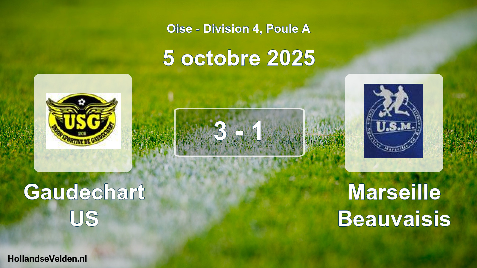 Total number of matches played: Gaudechart US - Marseille Beauvaisis 3 - 1 (5 October 2025)