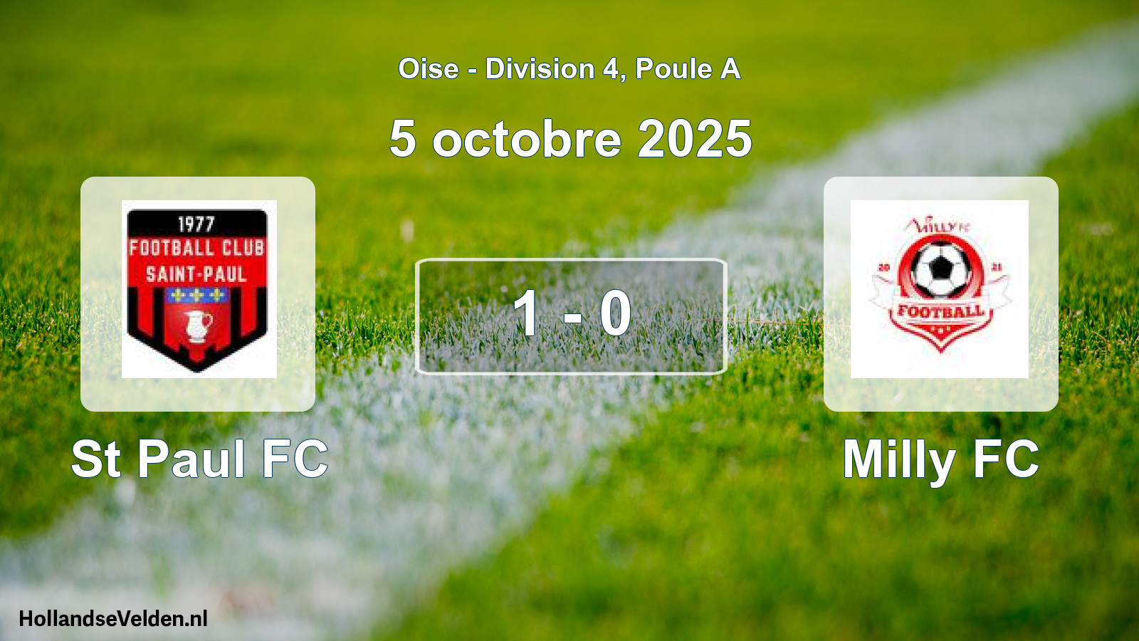 Match joué: St Paul FC - Milly FC 1 - 0 (5 octobre 2025)