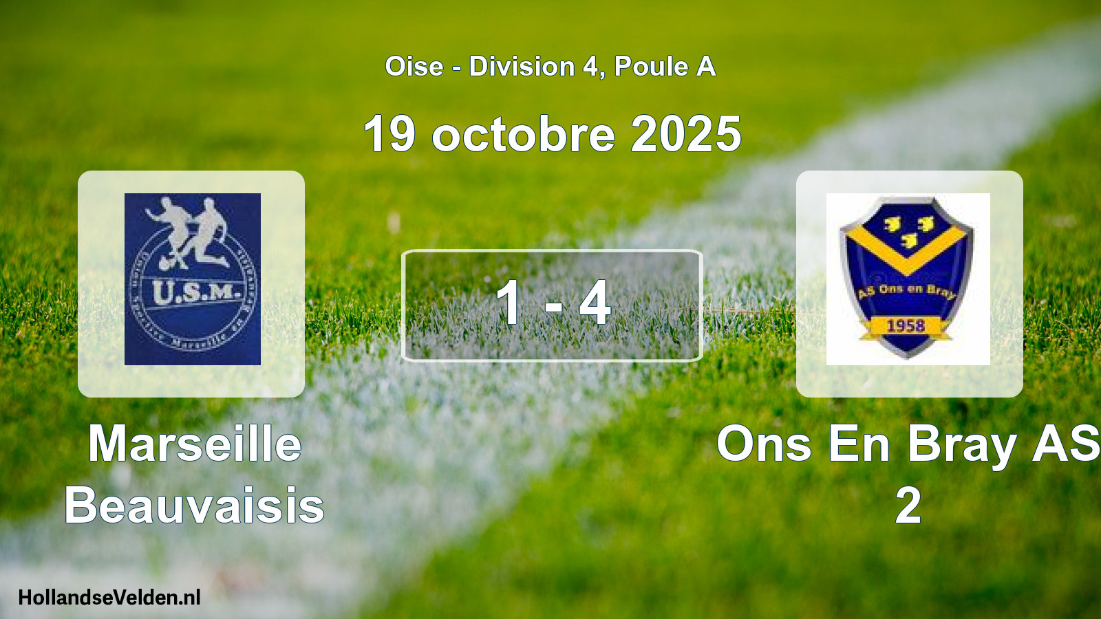 Match joué: Marseille Beauvaisis - Ons En Bray AS 2 1 - 4 (19 octobre 2025)