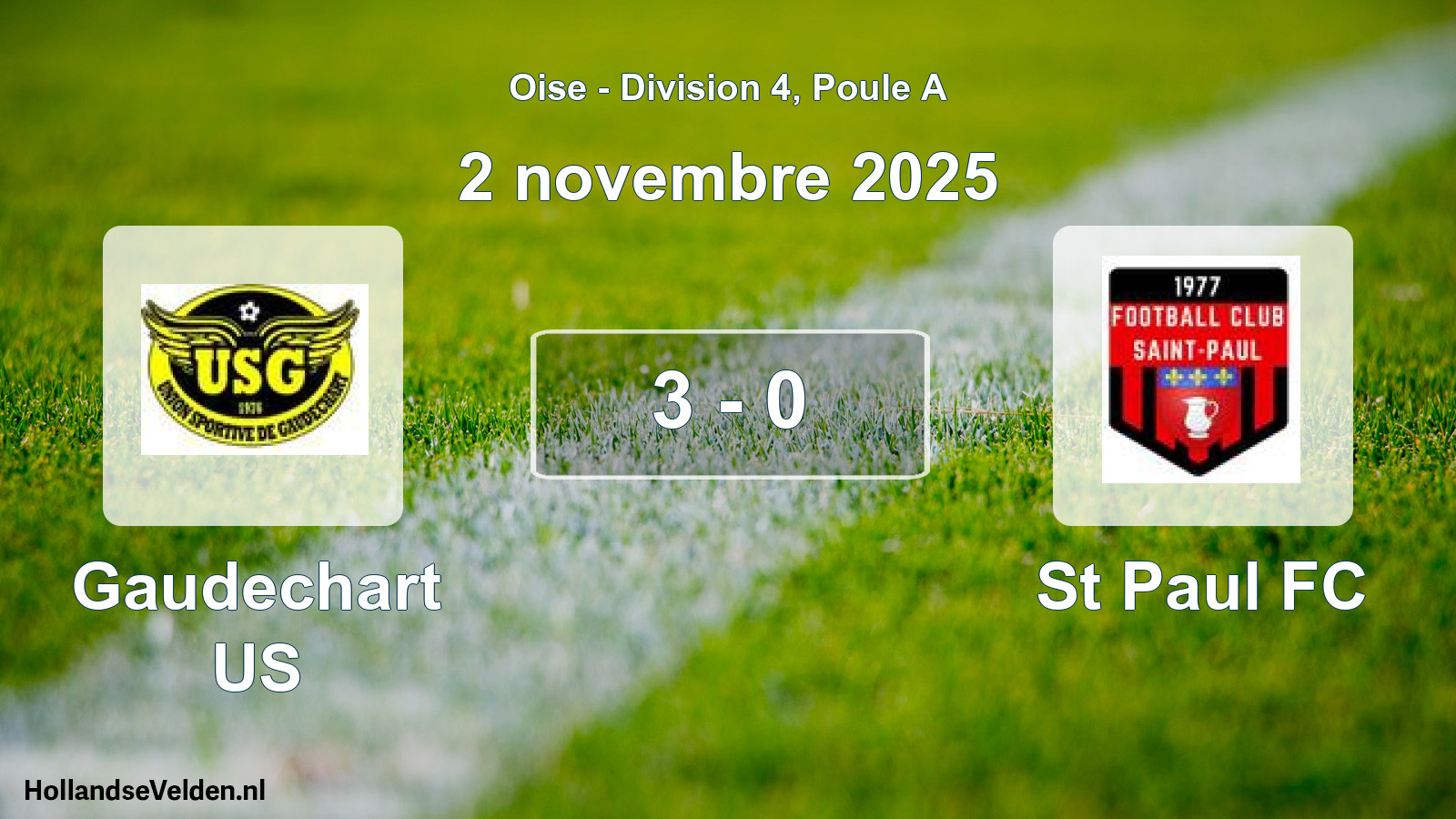 Gespeelde wedstrijd: Gaudechart US - St Paul FC 3 - 0 (2 november 2025)