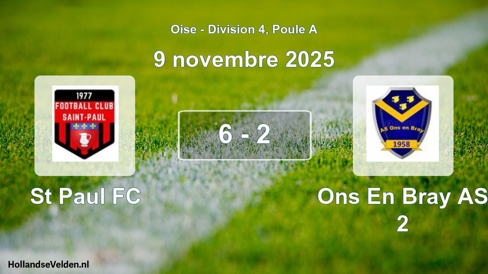 Match joué: St Paul FC - Ons En Bray AS 2 6 - 2 (9 novembre 2025)