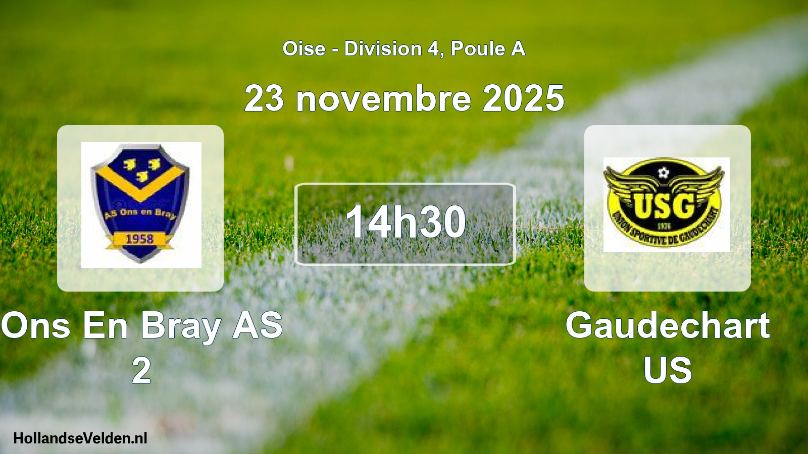 Match programmé: Ons En Bray AS 2 - Gaudechart US (23 novembre 2025)