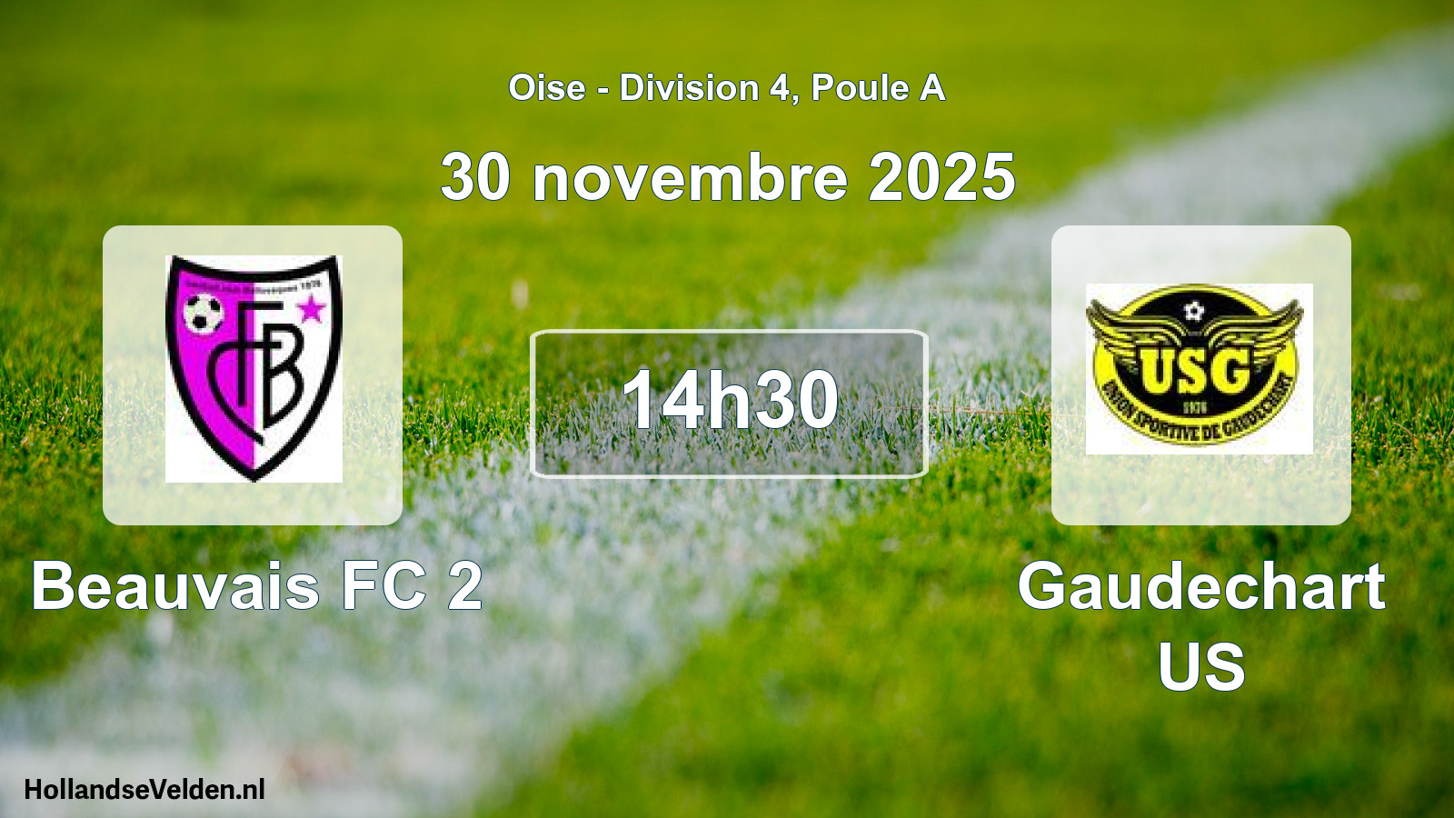 Match programmé: Beauvais FC 2 - Gaudechart US (30 novembre 2025)