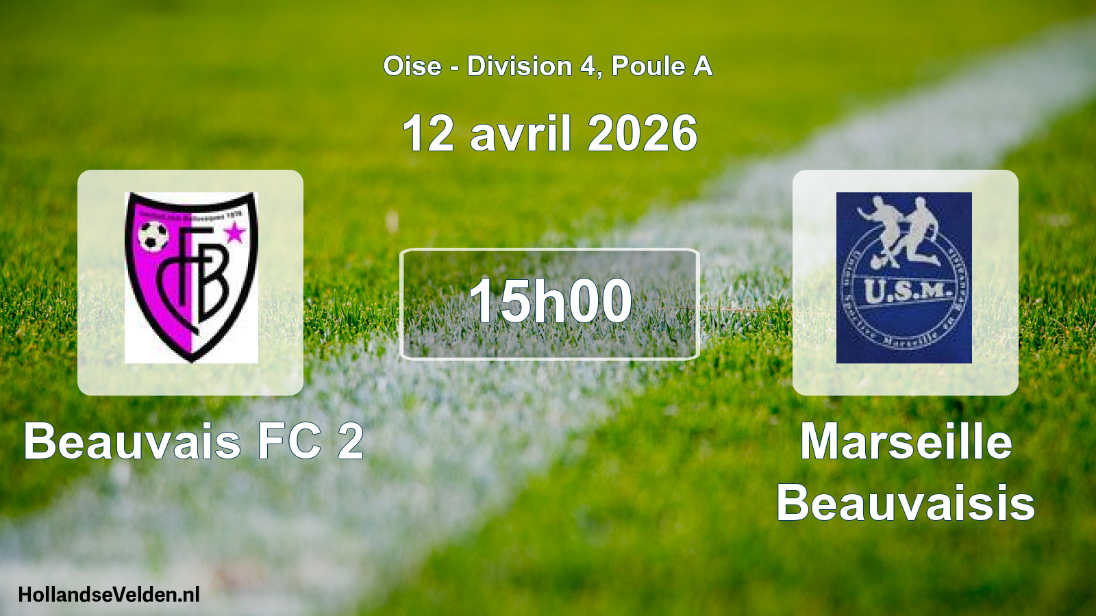 Match programmé: Beauvais FC 2 - Marseille Beauvaisis (12 avril 2026)