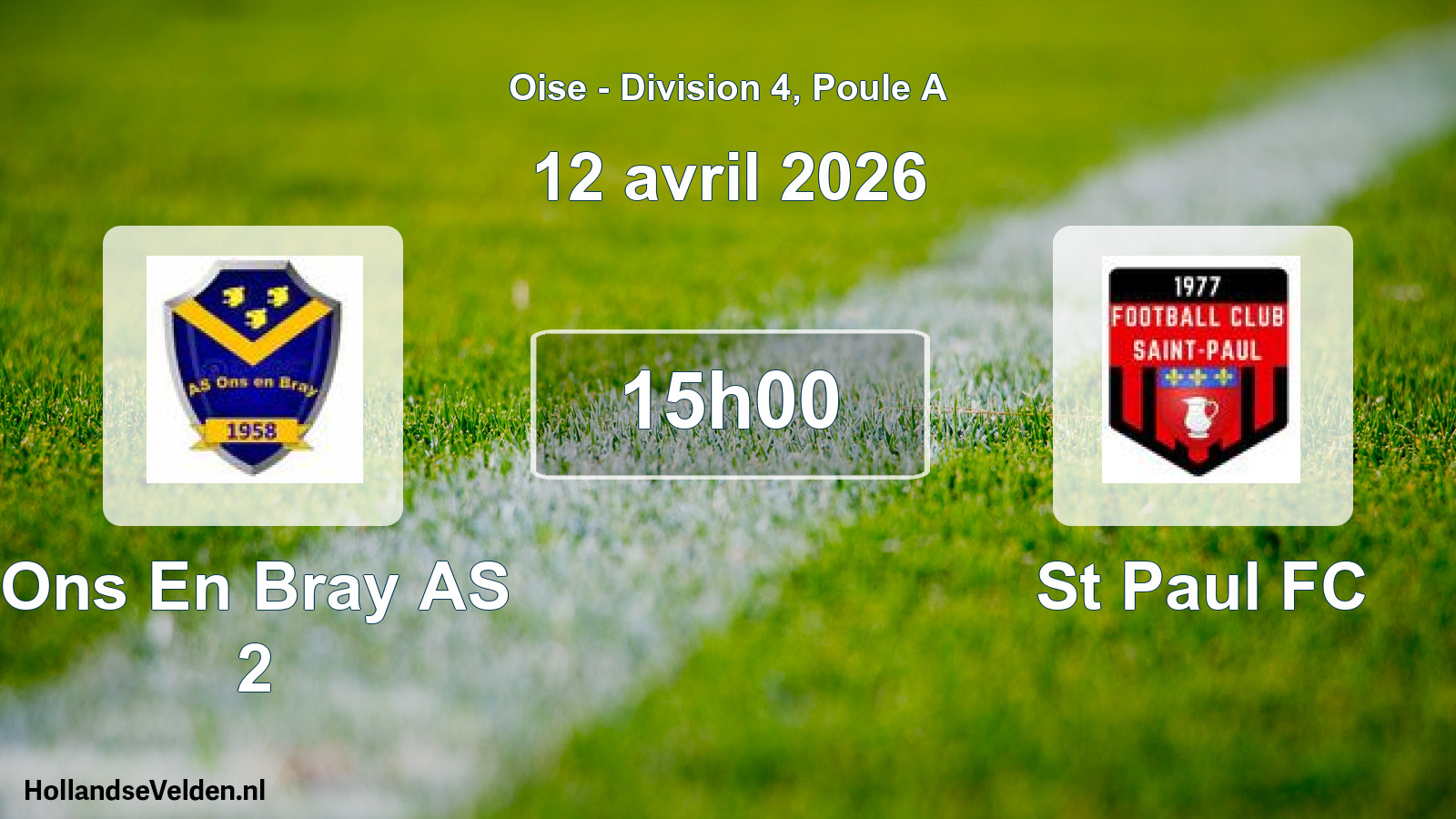 Match programmé: Ons En Bray AS 2 - St Paul FC (12 avril 2026)