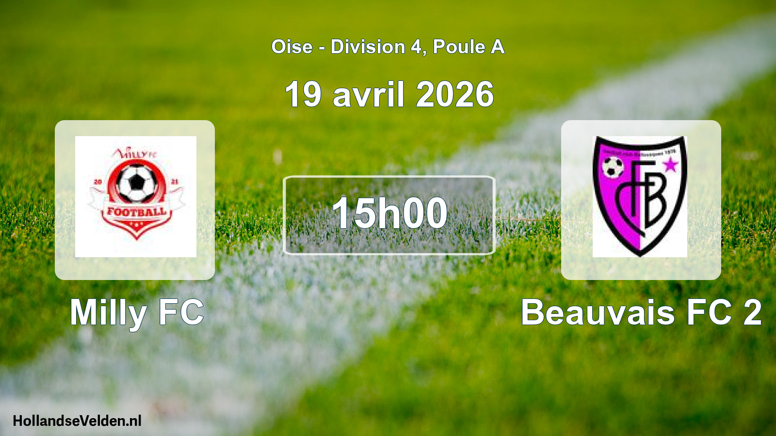 Match programmé: Milly FC - Beauvais FC 2 (19 avril 2026)