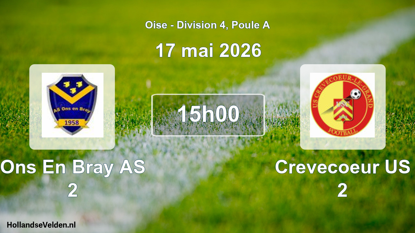 Match programmé: Ons En Bray AS 2 - Crevecoeur US 2 (17 mai 2026)