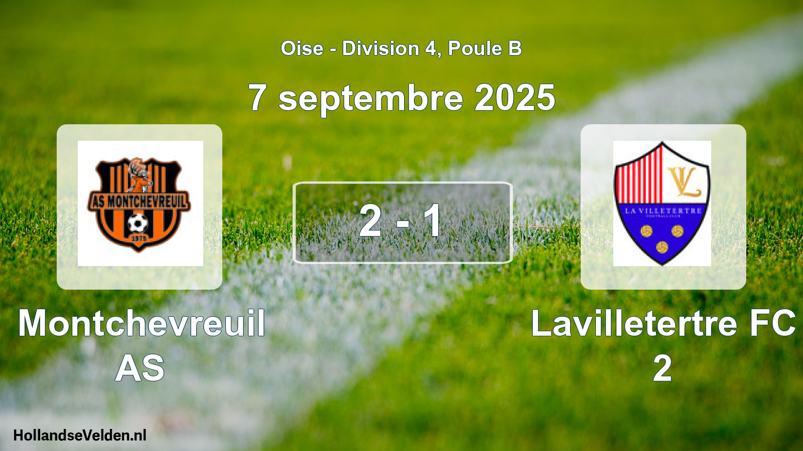 Total number of matches played: Montchevreuil AS - Lavilletertre FC 2 2 - 1 (7 September 2025)