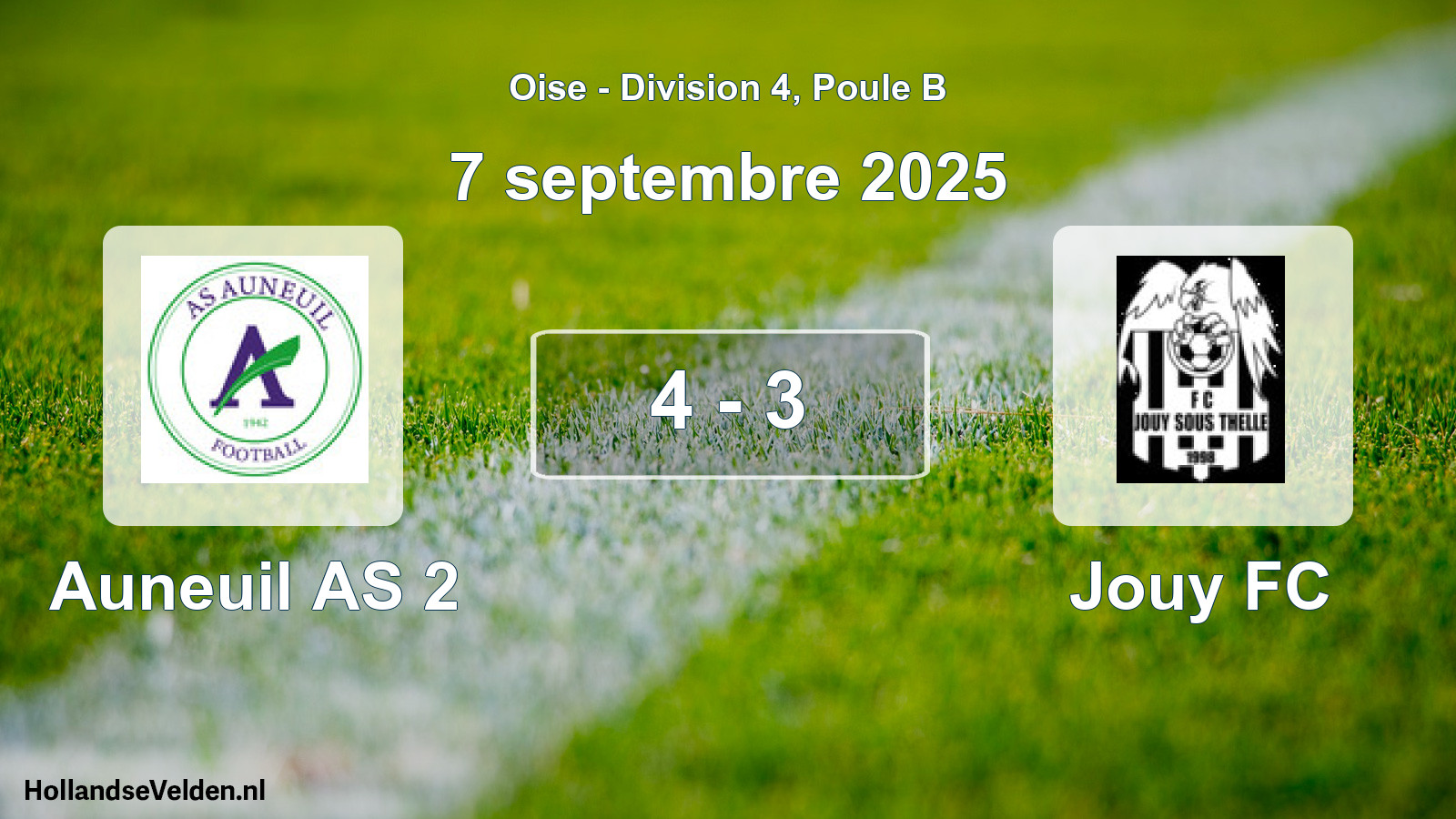 Match joué: Auneuil AS 2 - Jouy FC 4 - 3 (7 septembre 2025)