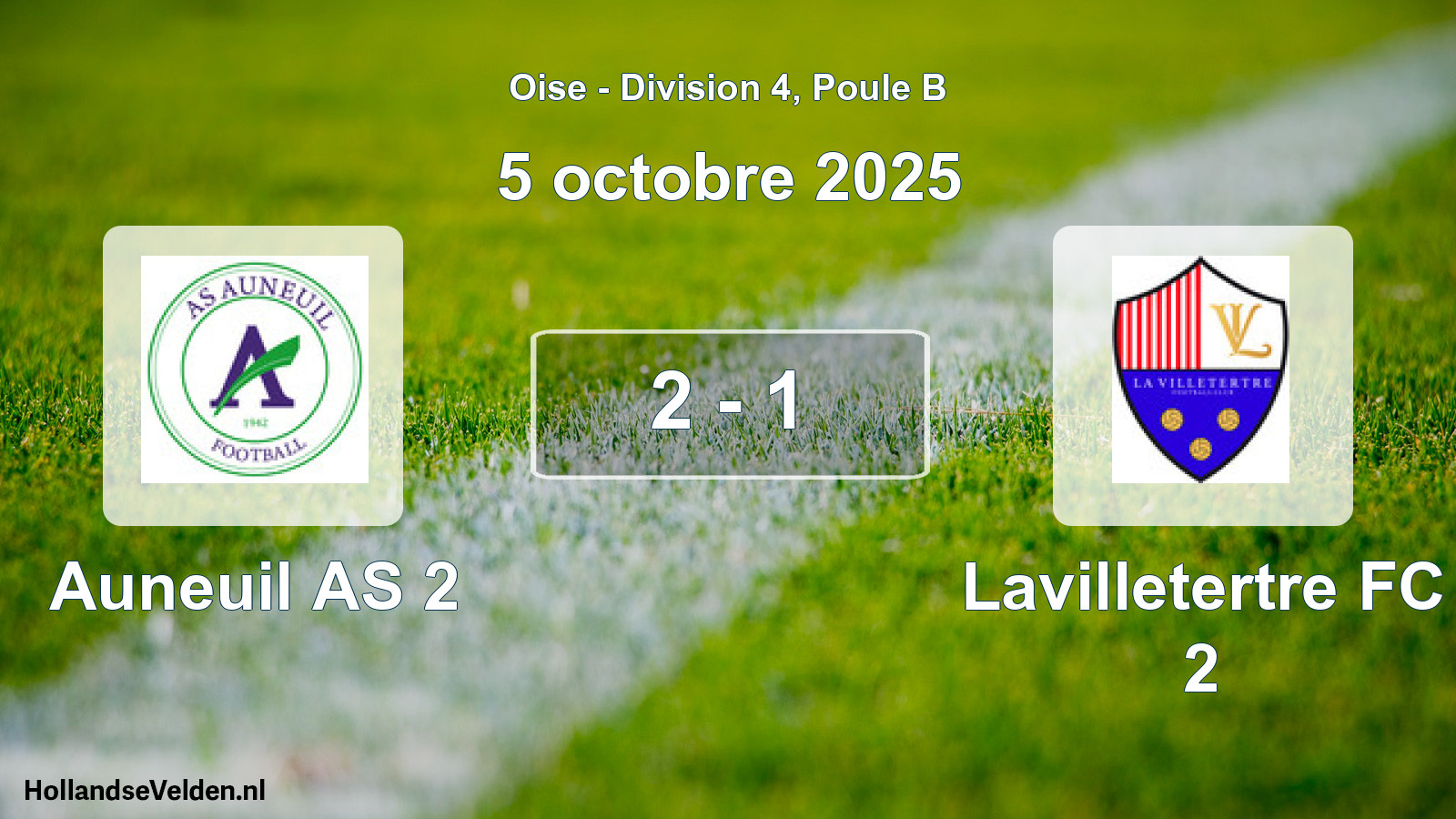 Match joué: Auneuil AS 2 - Lavilletertre FC 2 2 - 1 (5 octobre 2025)