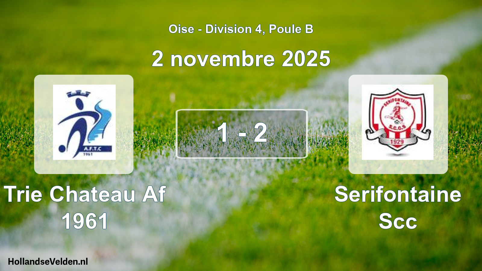 Gespeelde wedstrijd: Trie Chateau Af 1961 - Serifontaine Scc 1 - 2 (2 november 2025)