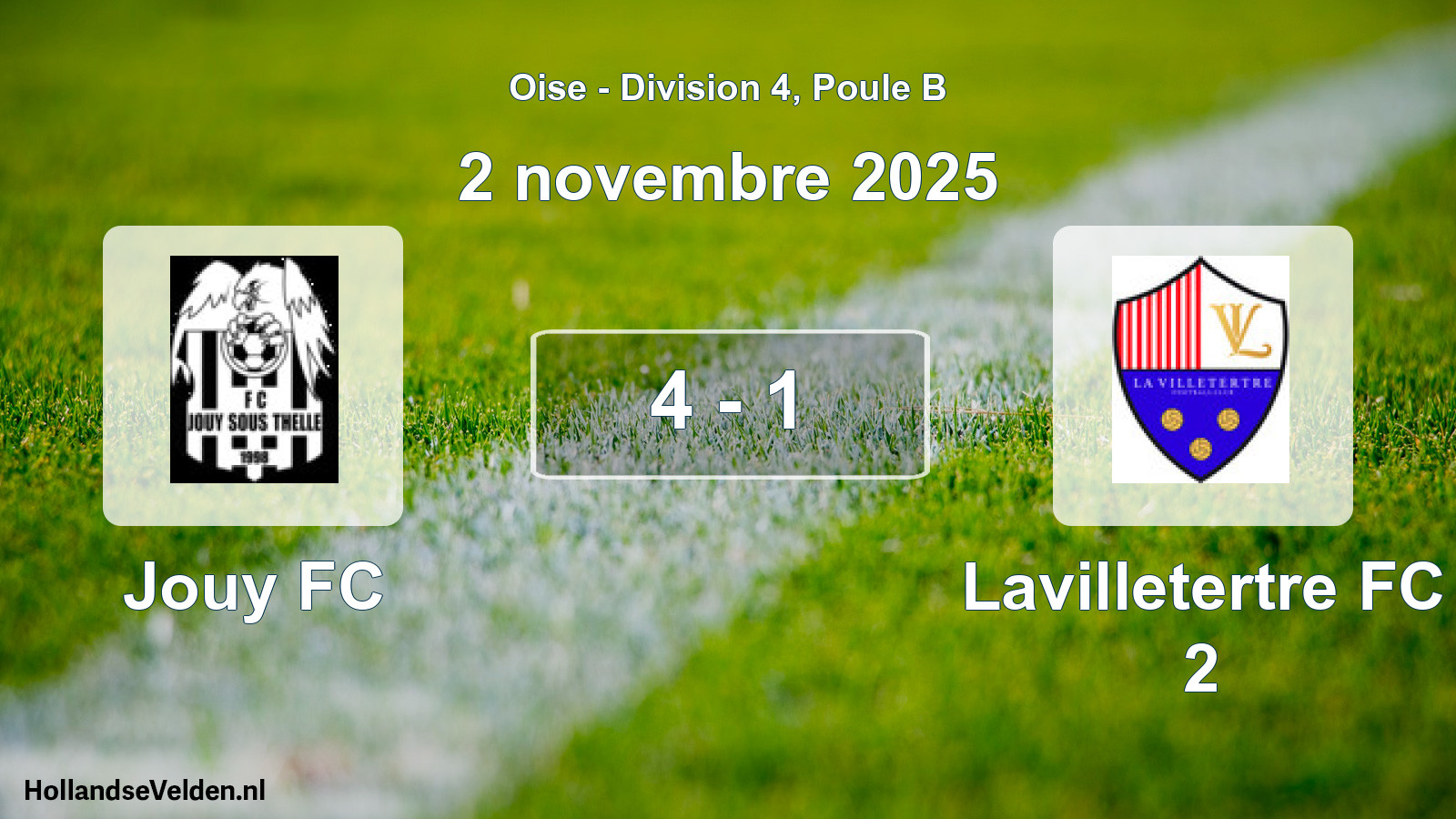 Total number of matches played: Jouy FC - Lavilletertre FC 2 4 - 1 (2 November 2025)